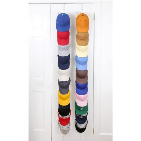 Perfect Curve Hat Rack Over Door Cap Organizer Holds 40 Baseball Caps Visors - Picture 1 of 7
